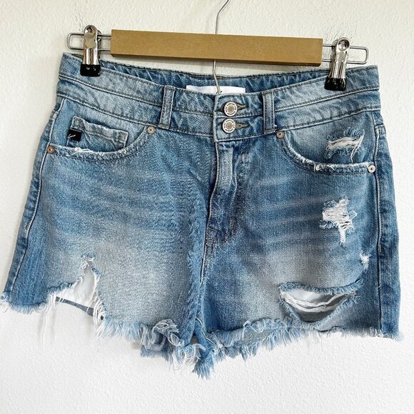 KanCan High Rise Distressed Cut Off Jean Shorts Sz S - Picture 1 of 10